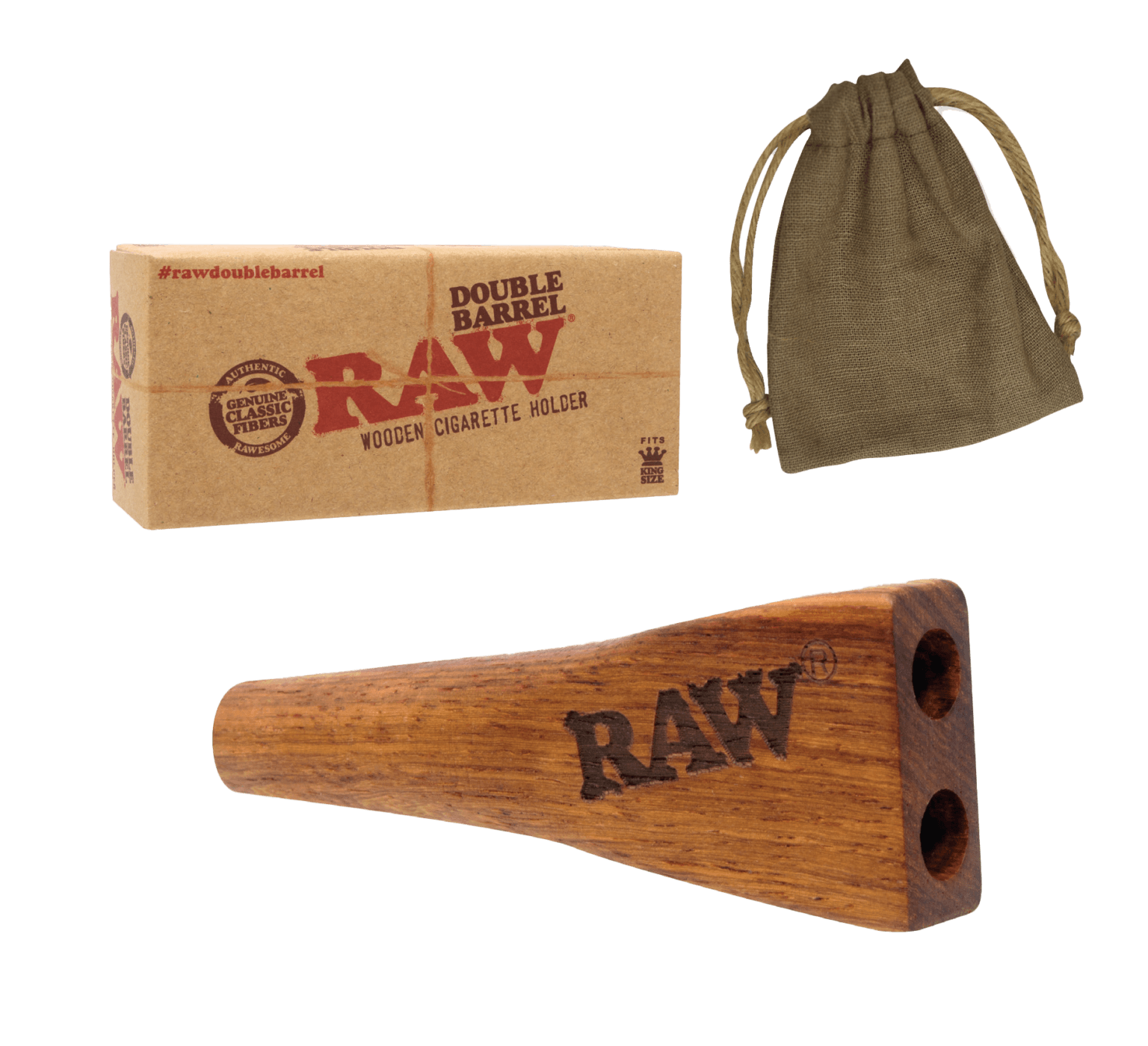 RAW Wooden Double Barrel Holder Bocchino In Legno
