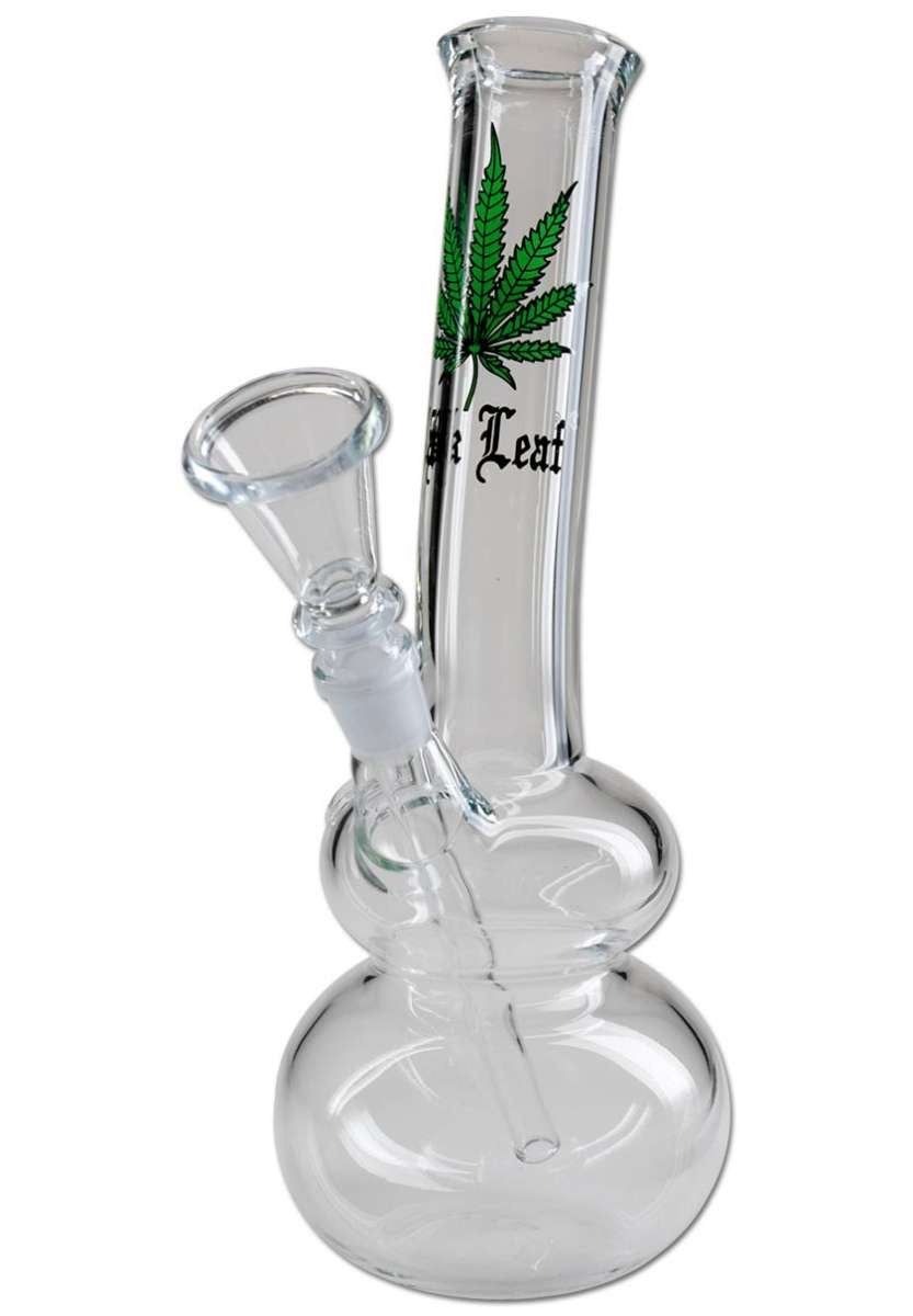 Bong in Vetro Doppio Black Leaf con Camera Sferica